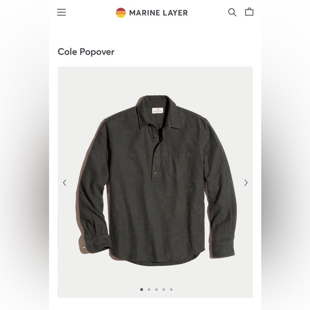 Marine Layer Cole Popover Cotton Shirt in Grey